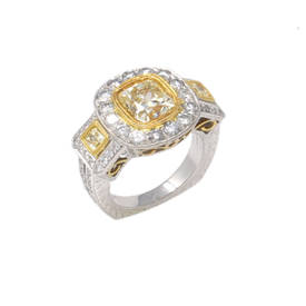 Fancy Light Yellow Three Stone Engagement Ring (5.69 ct)