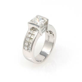 Platinum Princess-Cut Engagement Ring (4.14 ct)