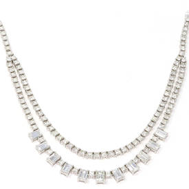 Emerald and Princess-Cut Necklace (12.74 ct)