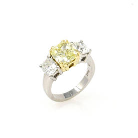 Yellow Center Three Stone Engagement Ring (5.49 ct)