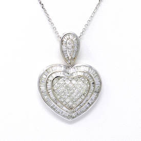 Baguette and Princess-Cut Heart Pendant (4.51 ct)