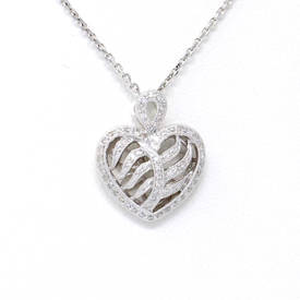 Leaf Encrusted Heart Pendant (0.35 ct)