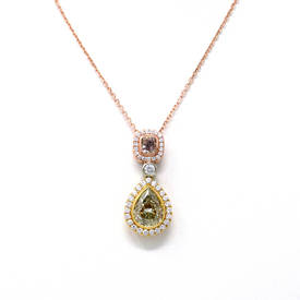 Pink White Yellow Droplet Pendant (6.32 ct)