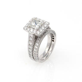 Halo Princess-Cut Wedding Set (4.69 ct)
