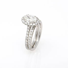 Halo Oval Diamond Wedding Set (2.35 ct)