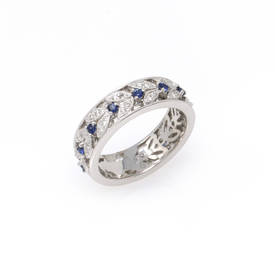 Sapphire Leaves Diamond Band (0.92 ct)