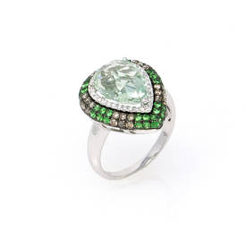 Multi-Green Pear Shape Ring (5.16 ct)