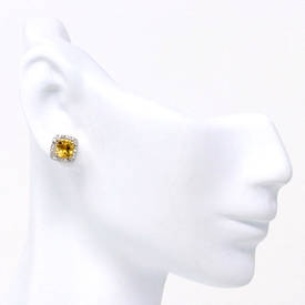 Yellow Cushion Earrings (1.14 Ct)