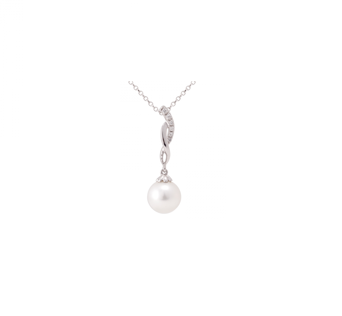 Gold Pearl Necklace (0.03ct)