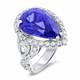Pear Shaped Blue Tanzanite Ring (14.85 ct)