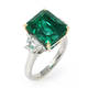 Three Stone Emerald Diamond Ring (11.87 ct)