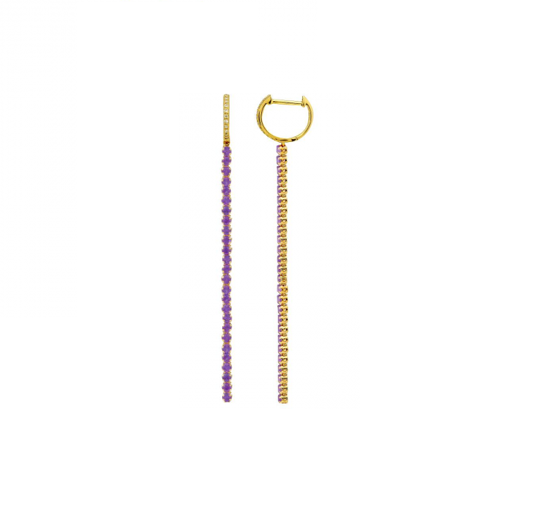 Amethyst Tennis Drop Earrings
