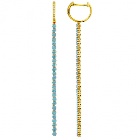 Blue Topaz Tennis Drop Earrings