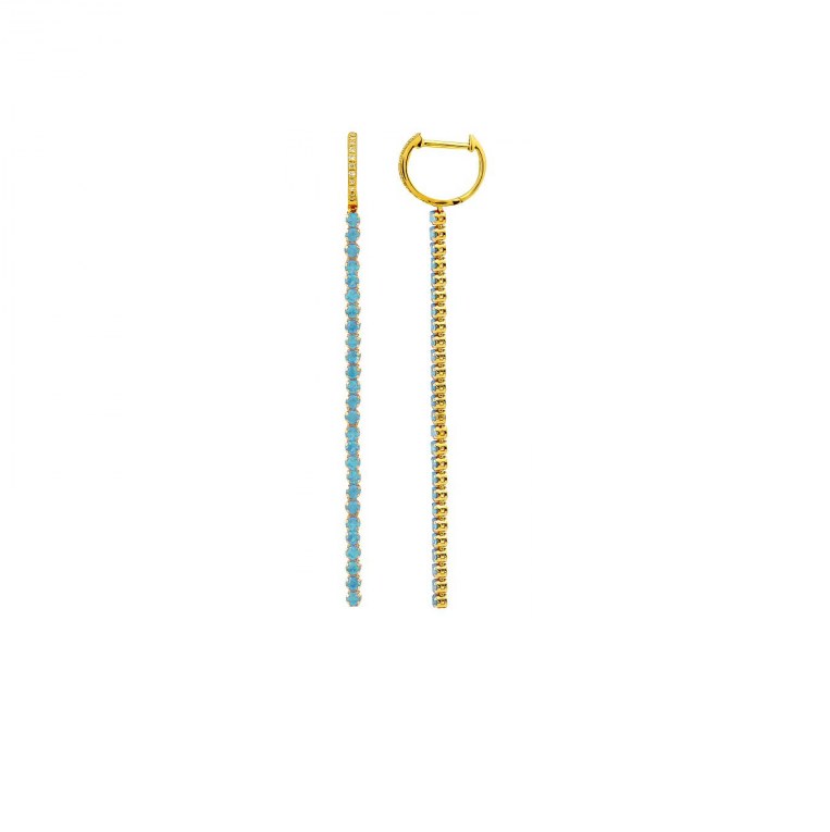 Blue Topaz Tennis Drop Earrings
