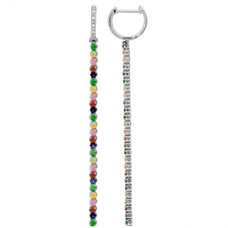 Rainbow Tennis Drop Earrings