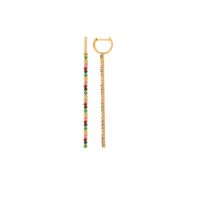 Rainbow Tennis Drop Earrings