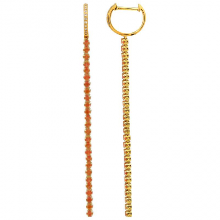 Orange Sapphire Tennis Drop Earrings