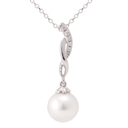 Gold Pearl Necklace (0.03ct)