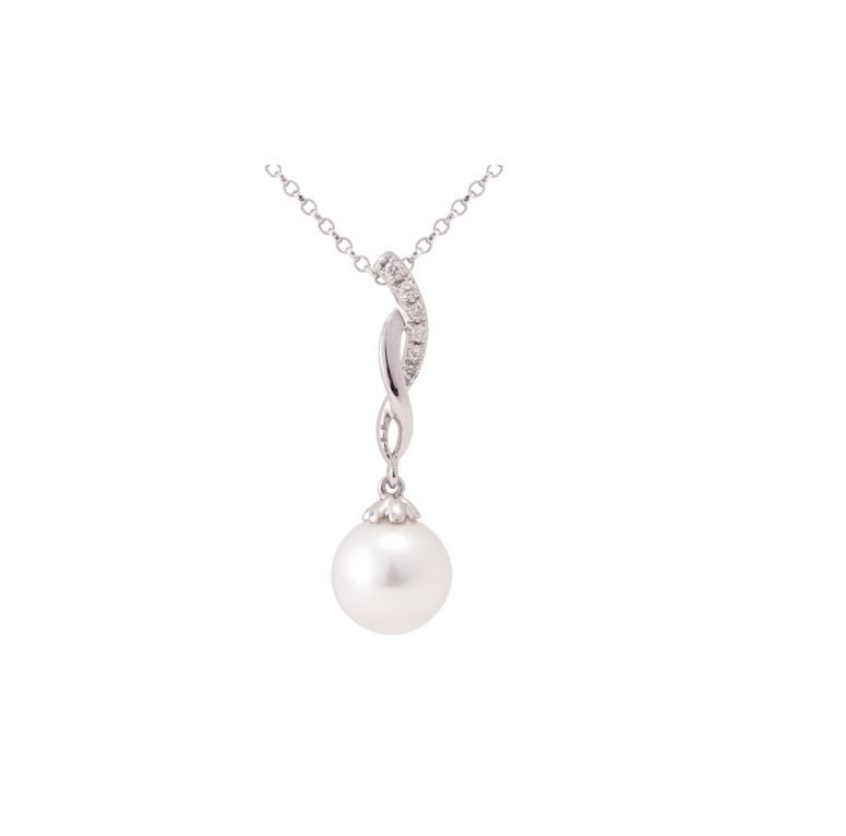 Gold Pearl Necklace (0.03ct)