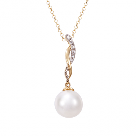 Gold Pearl Necklace (0.03ct)