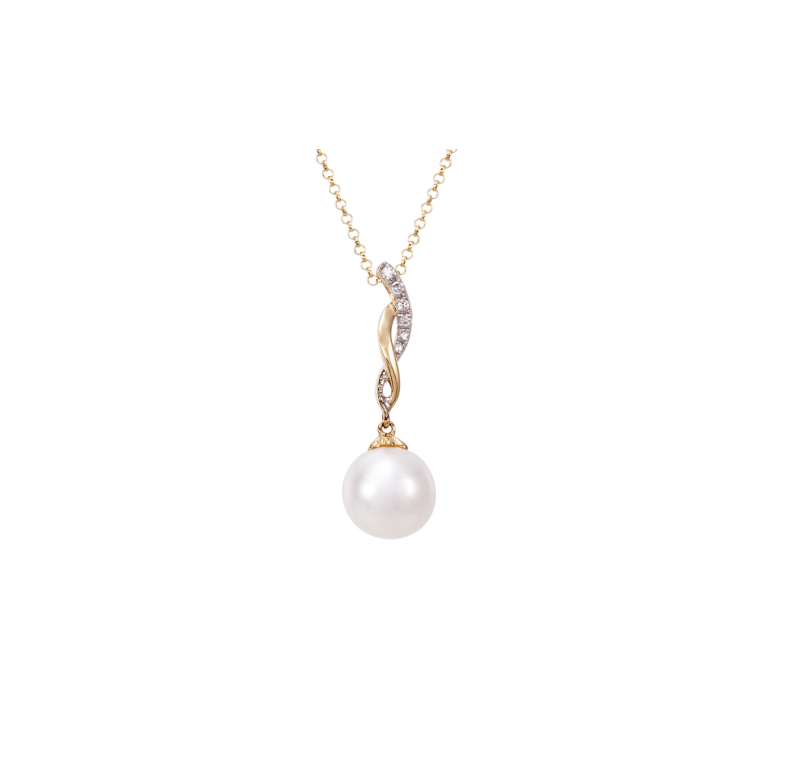 Gold Pearl Necklace (0.03ct)
