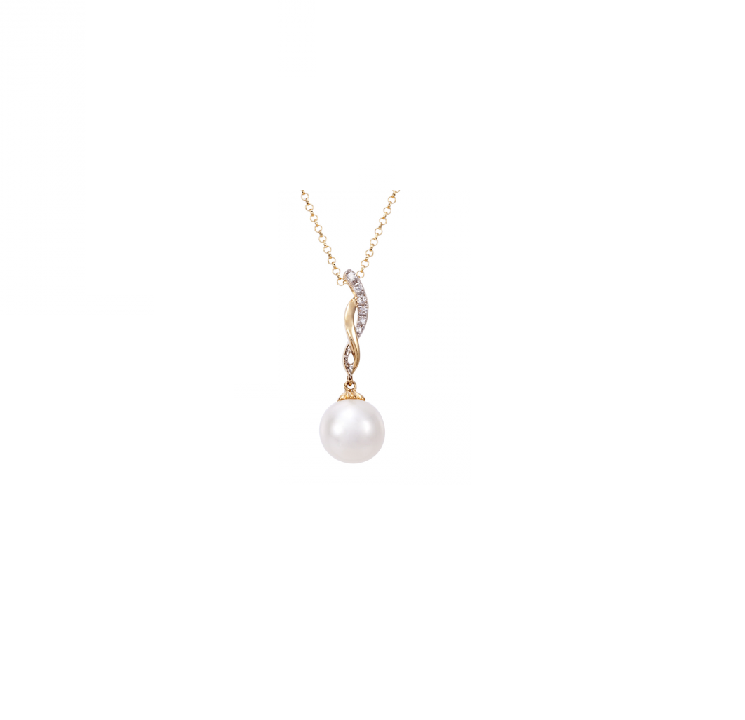 Gold Pearl Necklace (0.03ct)