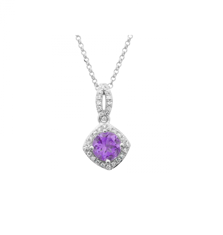 Diamond & Amethyst Necklace (0.09ct)